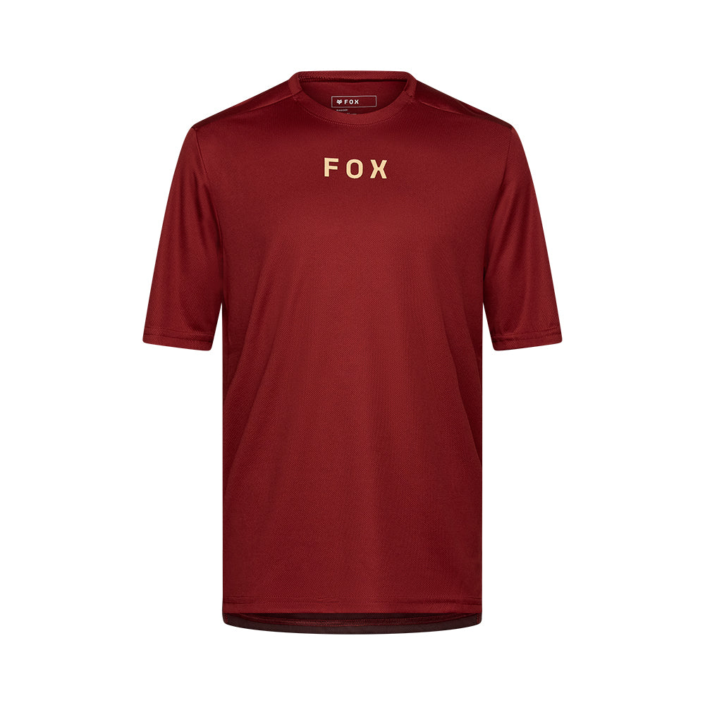 Red t-shirt with 'FOX' logo on a white background