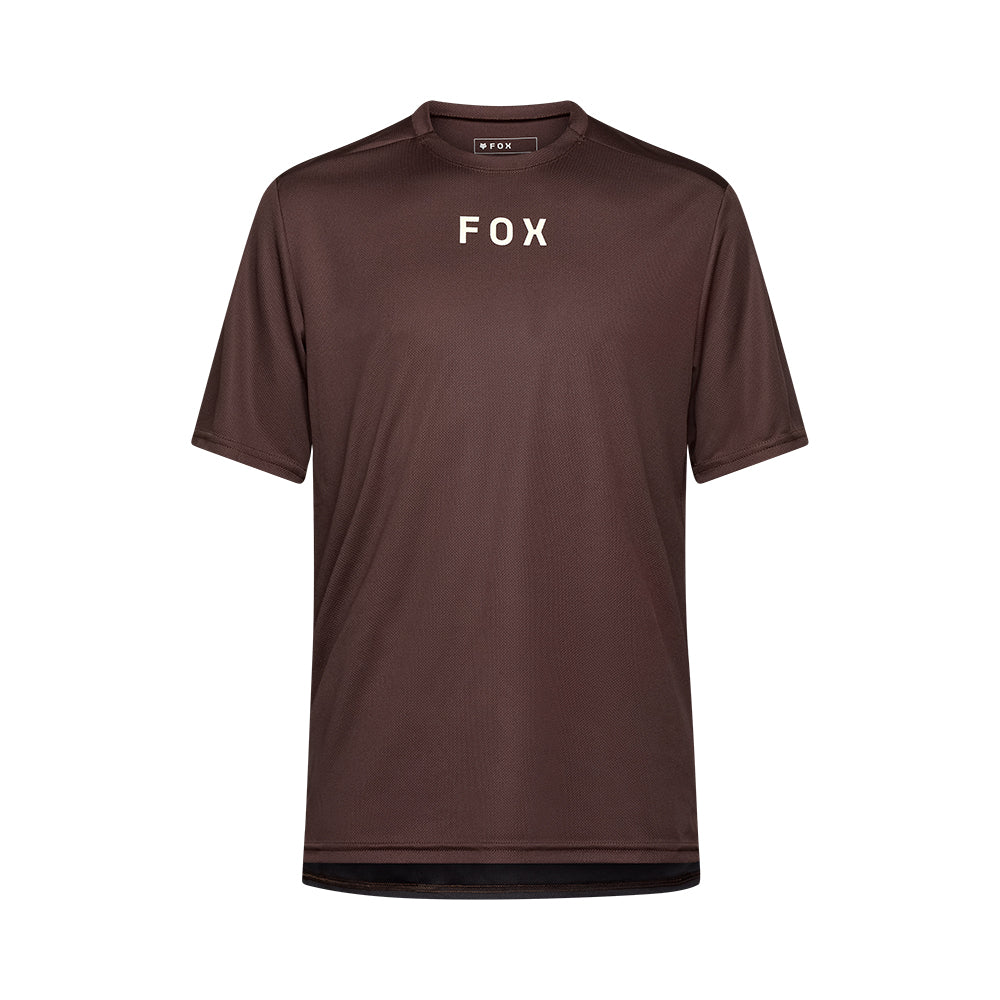Brown t-shirt with 'FOX' logo on a white background
