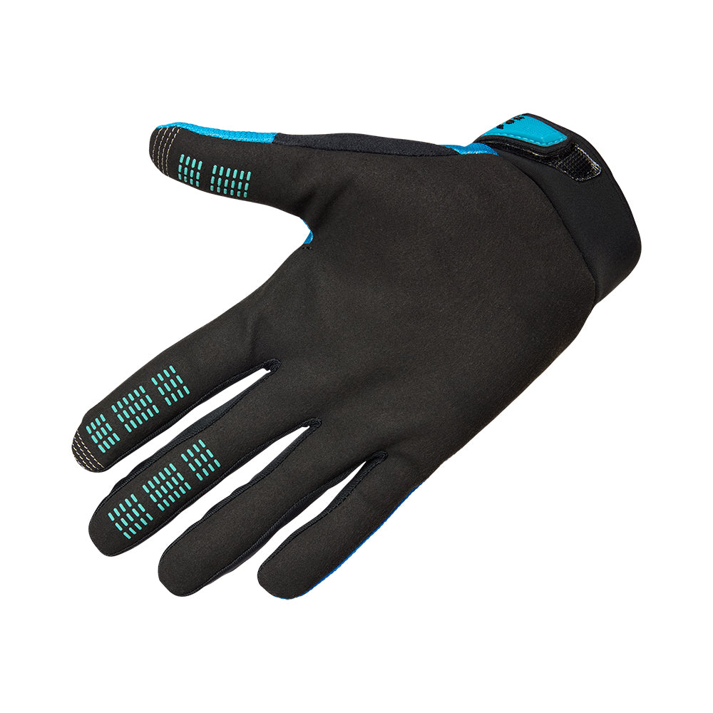 Black glove with blue accents on a white background