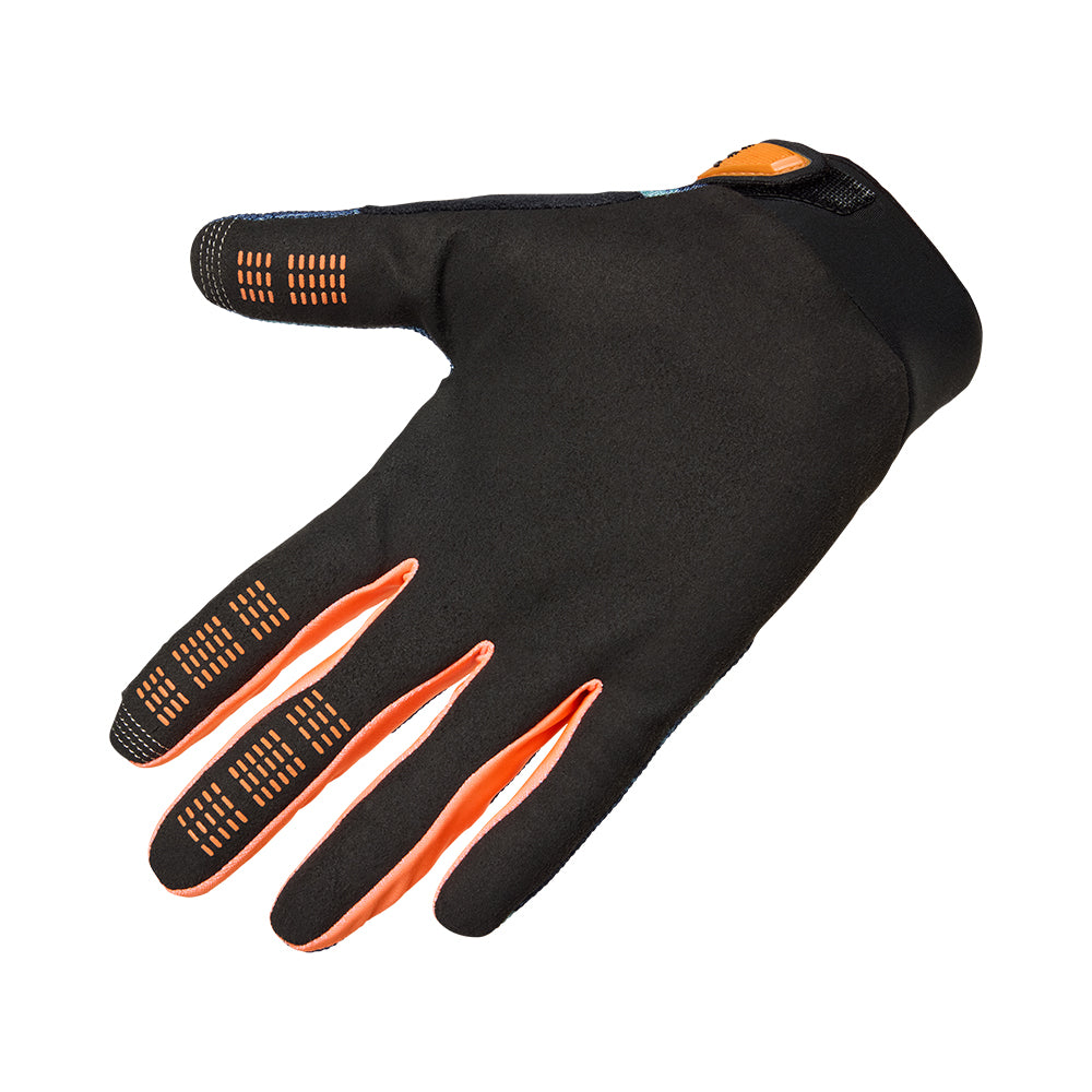 Black glove with orange accents on a white background