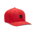 Red cap with a black fox logo on a white background