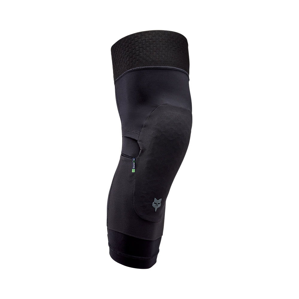 Black knee pad with a brand logo on a white background