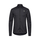 Black jacket with a brand logo on a white background