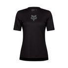Black t-shirt with a logo on the chest against a white background