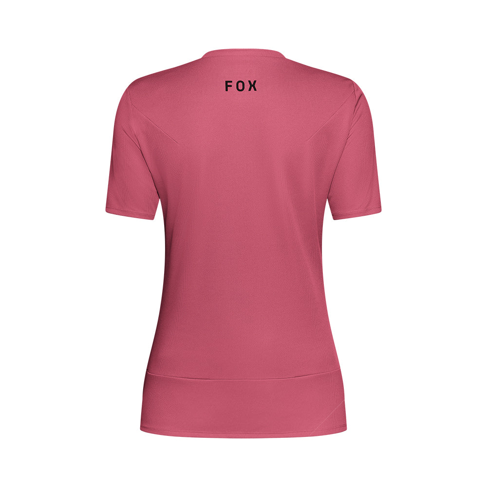 Pink t-shirt with 'FOX' branding on the back against a white background
