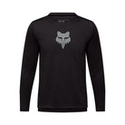 Black long-sleeve shirt with a logo on a white background