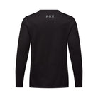 Black long-sleeve shirt with 'FOX' branding on the back against a white background