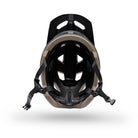 Black and brown helmet with visible branding on a white background
