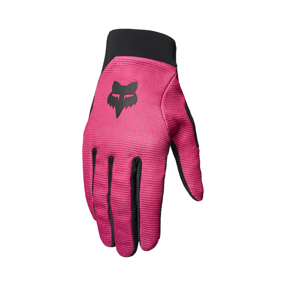 Pink glove with black accents on a white background