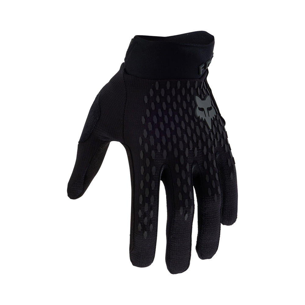 Black glove with textured palm on a white background