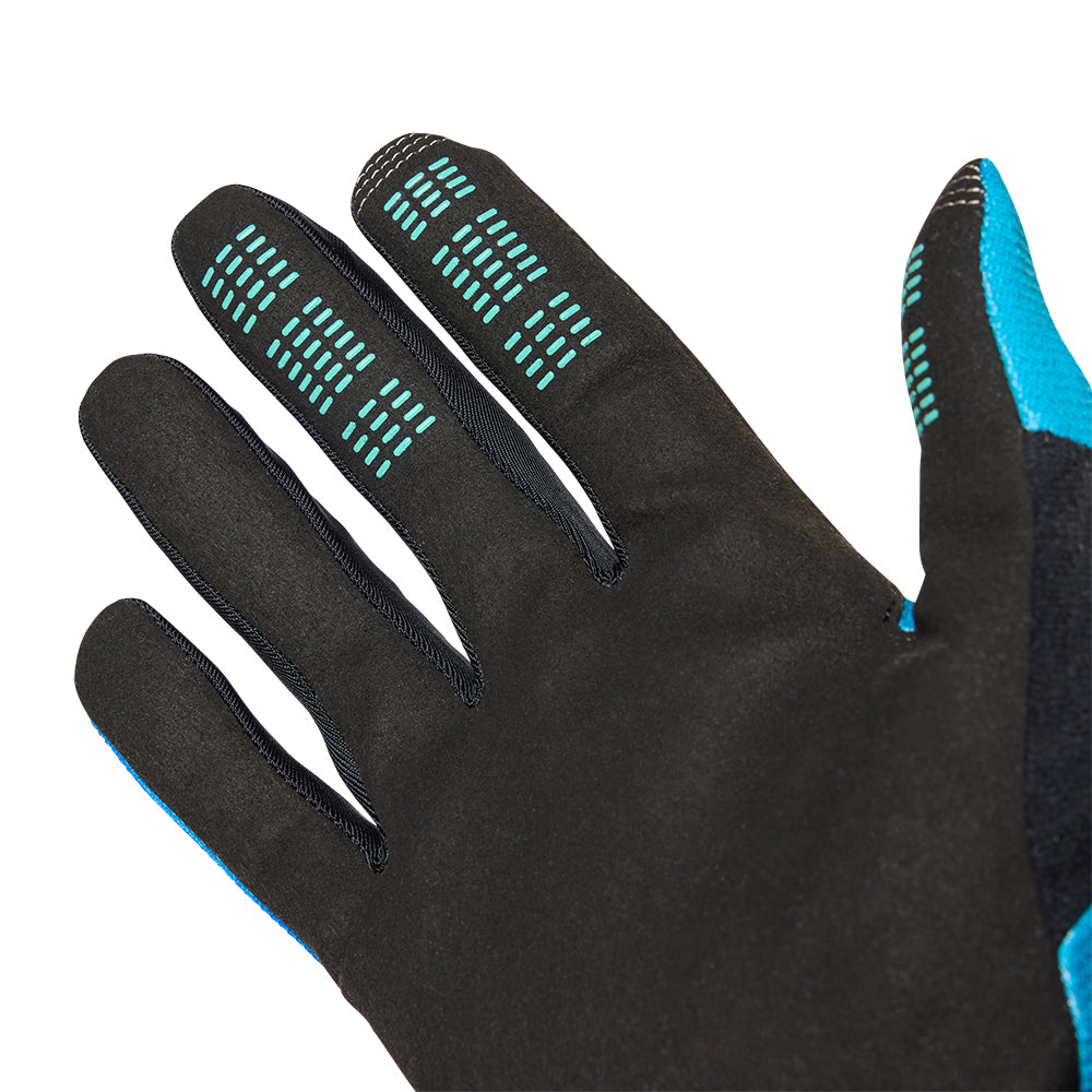 Black glove with blue accents on a white background