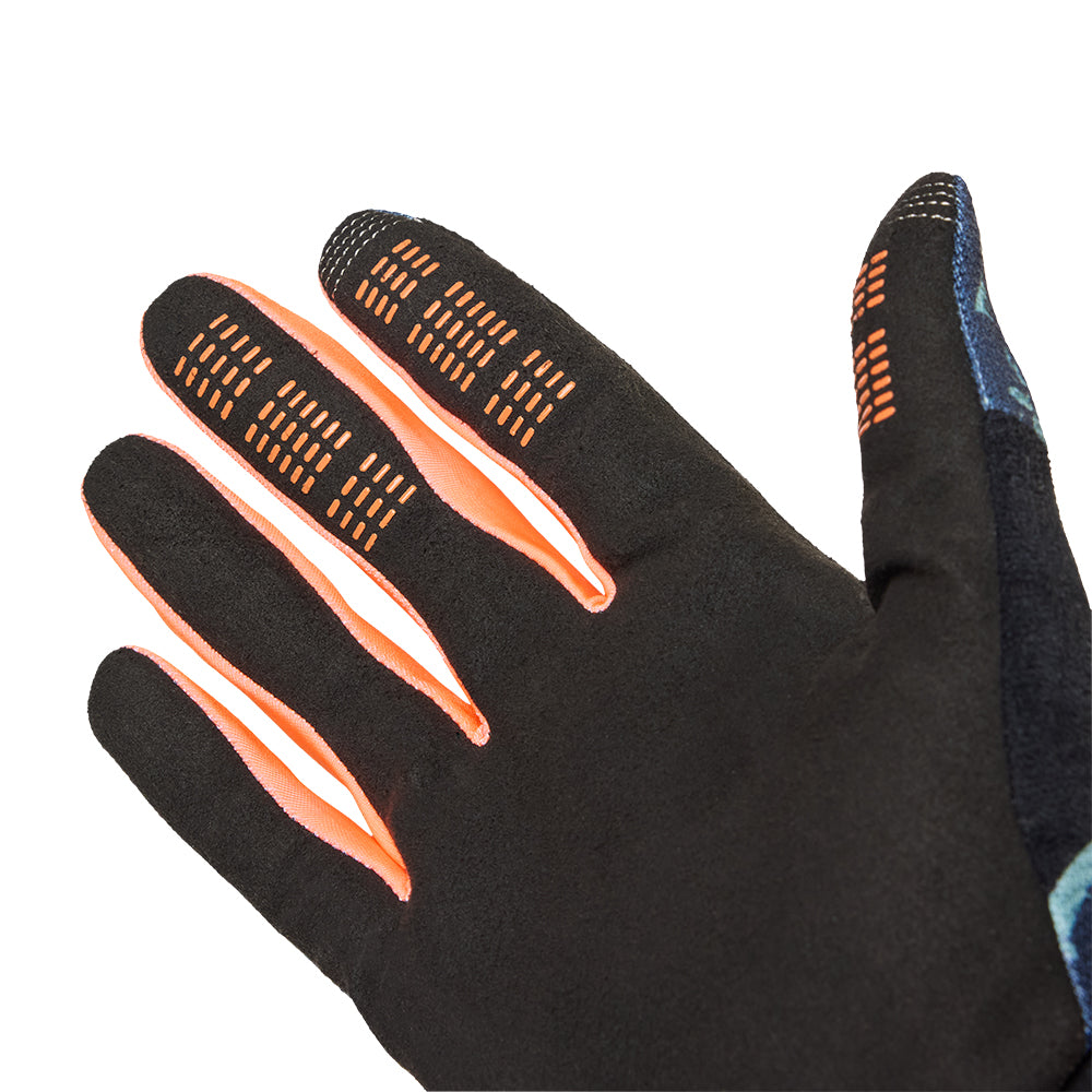 Black glove with orange accents on a white background