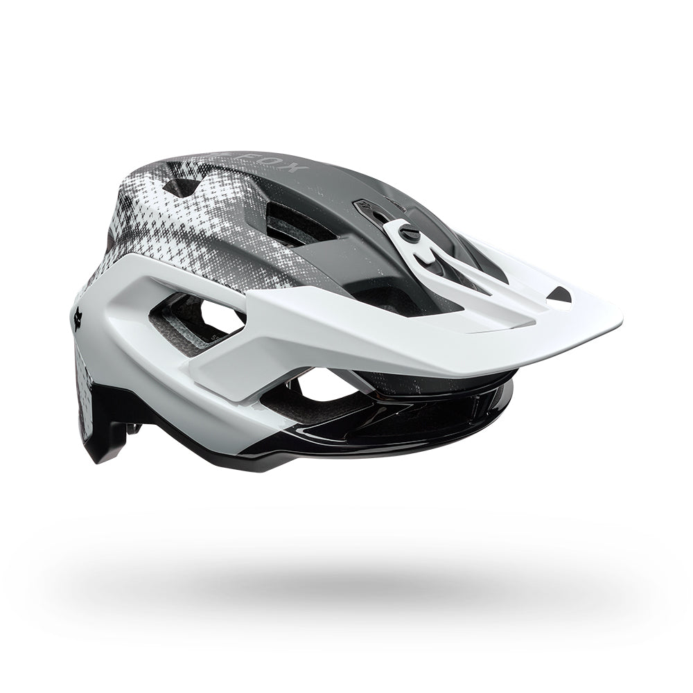 White and black helmet on a white background