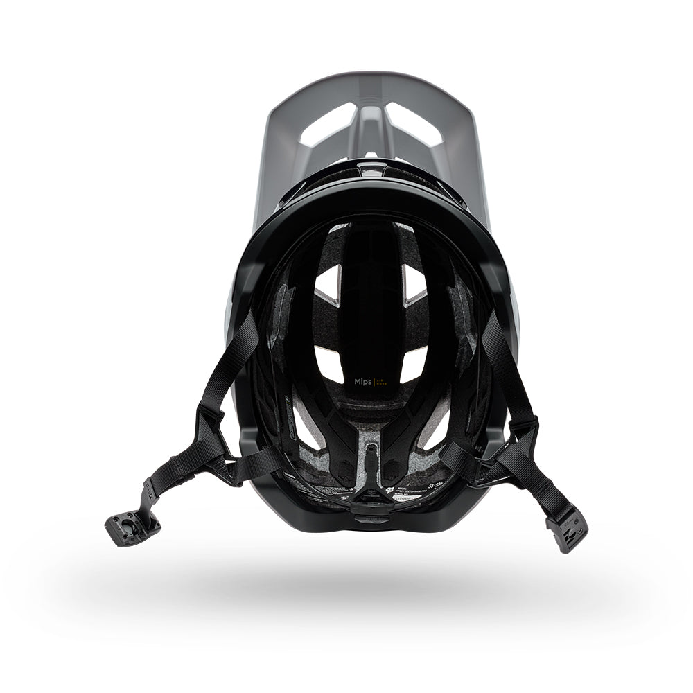 Black helmet with visor on a white background