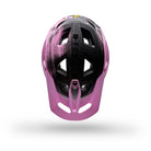 Pink and black helmet with 'Fox' branding on a white background