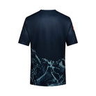 Black t-shirt with a marble pattern on a white background