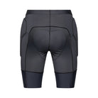 Black protective shorts with padding on a white background