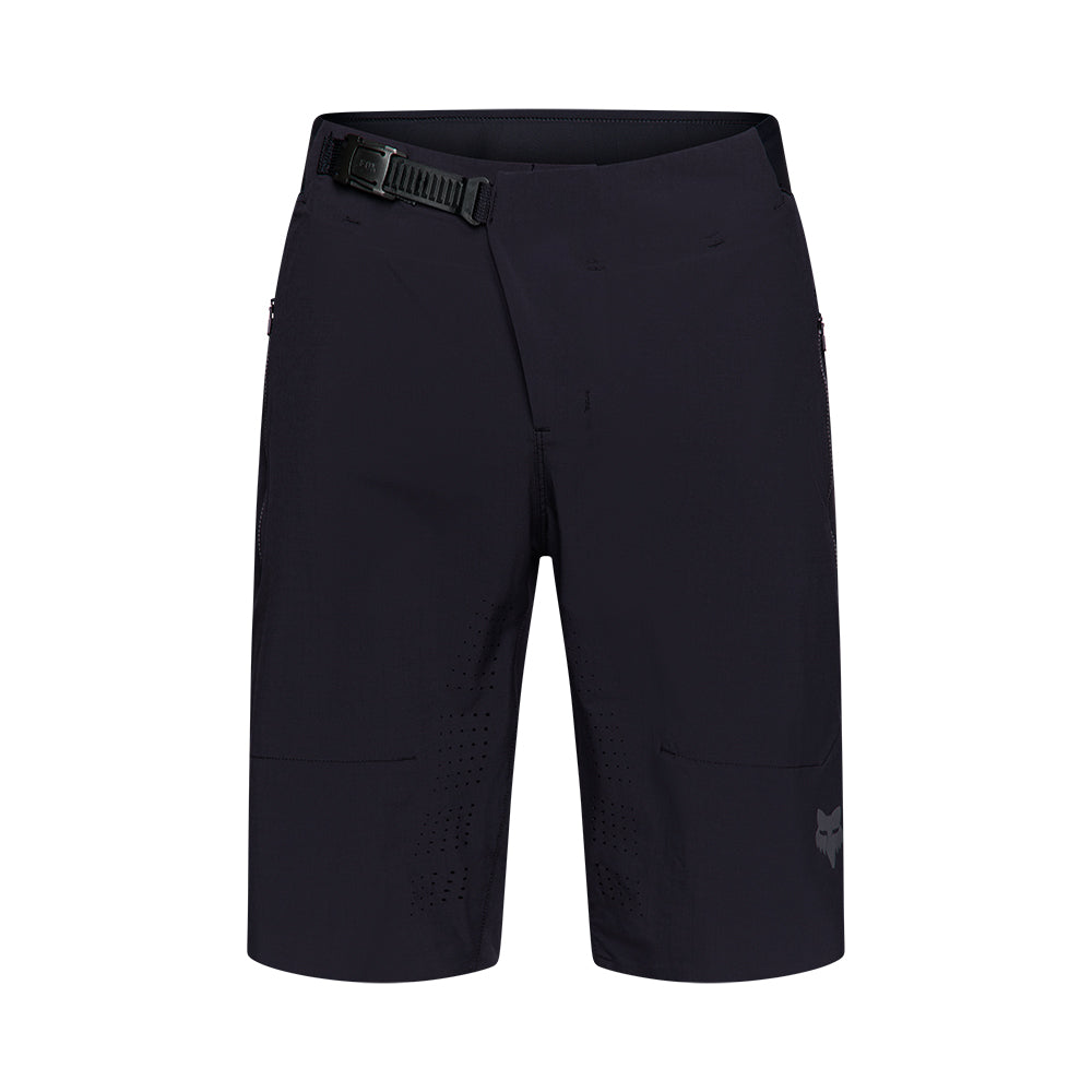 Black shorts with a belt on a white background