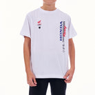 White t-shirt with Honda and Fox Racing logos on a white background